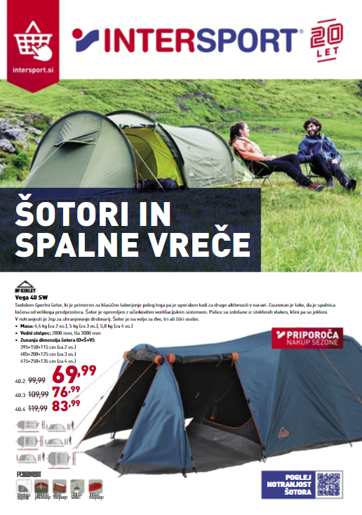 Šotori in spalne vreče