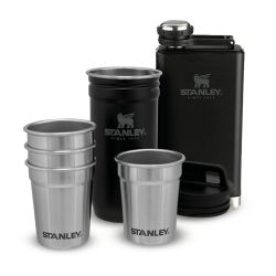 Stanley ADVENTURE PRE-PARTY SHOT GLASS + FLASK SET, steklenica alu, črna