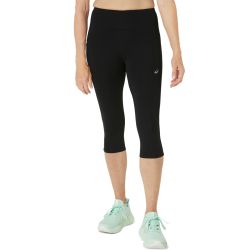 Asics ROAD HIGH WAIST CAPRI TIGHT, ženske tekaške pajke, črna