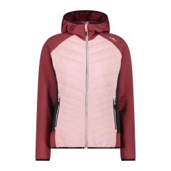 CMP WOMAN JACKET HYBRID FIX HOOD, ženska pohodna jakna, rdeča