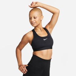 Nike W NK SWSH MED SPT BRA, ženski športni nedrček, črna