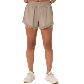 Asics NAGINO RUN 2-N-1 SHORT, ženske tekaške hlače, bež
