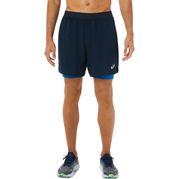 Asics ROAD 2-N-1 7IN SHORT, moške kratke tekaške hlače, črna