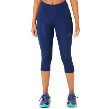 Asics ROAD HIGH WAIST CAPRI TIGHT, ženske tekaške pajke, modra