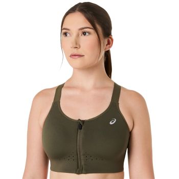 Asics ROAD COMBINATION ZIP BRA, ženski športni nedrček, zelena
