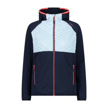 CMP WOMAN JACKET FIX HOOD HYBRID, ženska pohodna jakna, modra