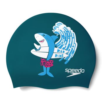 Speedo SLOGAN PRT CAP JU, otroška plavalna kapa, zelena