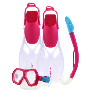 Speedo LEISURE JUNIOR DUAL LENSES AND FINS SET, set za potapljanje, roza