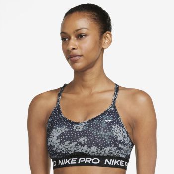 Nike W NP DF INDY STRPY AOP BRA, ženski športni nedrček, črna